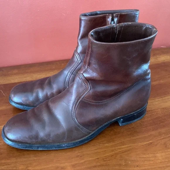 Vintage Florsheim Beatle boots Brown Side Zip Leather Size 11.5 - Picture 5 of 9
